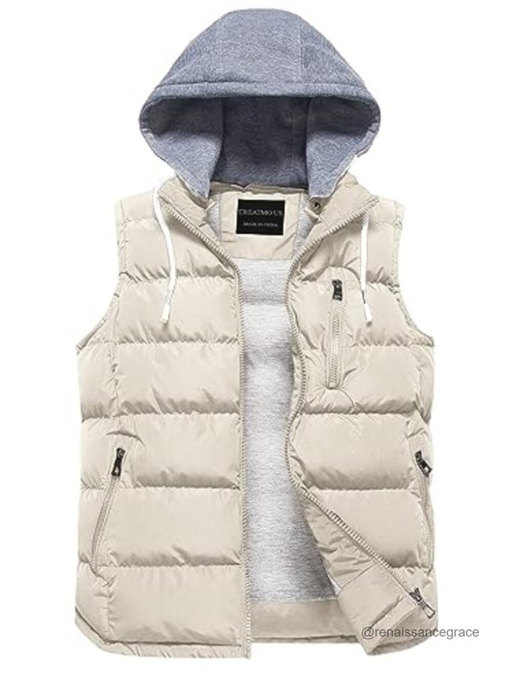 Women's Puffer Vest Removable Hood Zip Pockets Sleeveless Outdoor